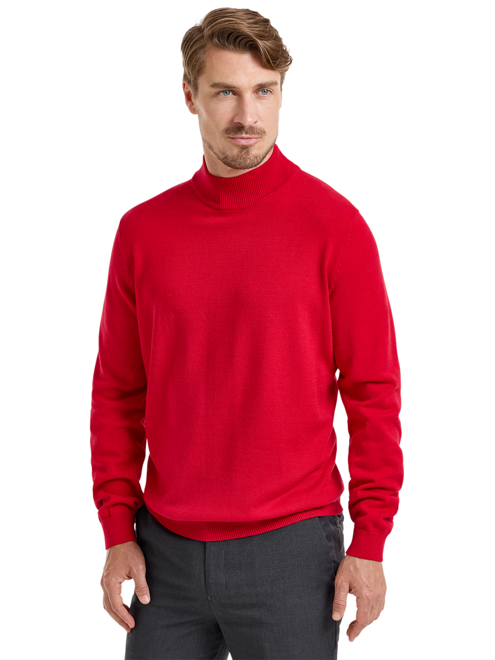 Alternate Shot of Men's Red Solid Knitwear  - 1
