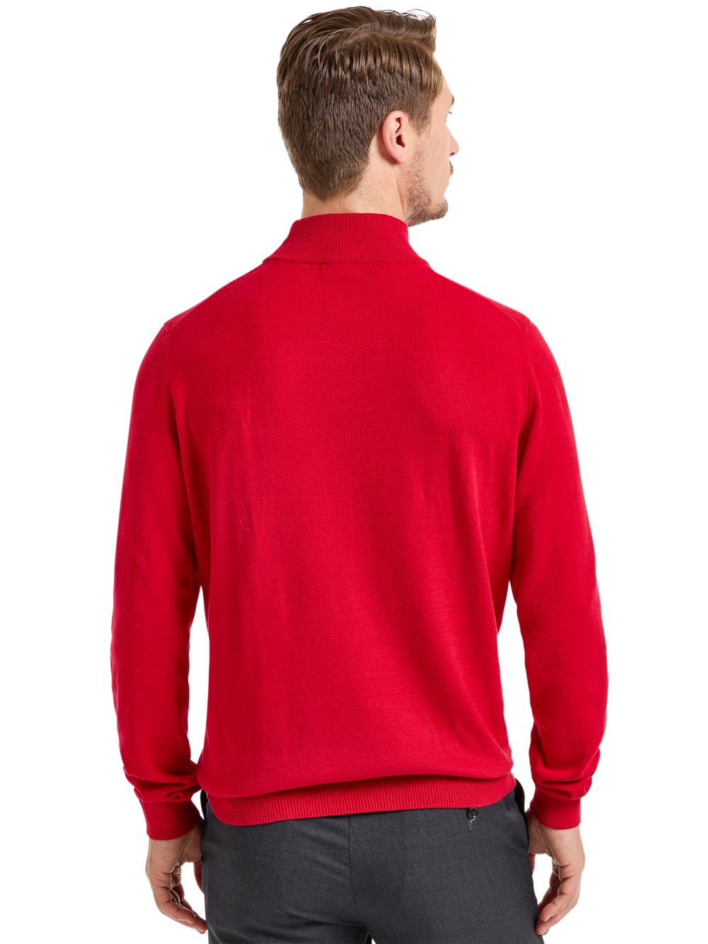 Alternate Shot of Men's Red Solid Knitwear  - 3