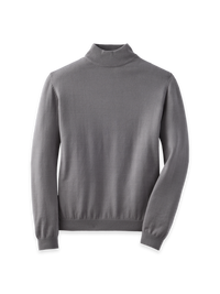 Cotton Blend Mockneck Sweater - Medium Grey
