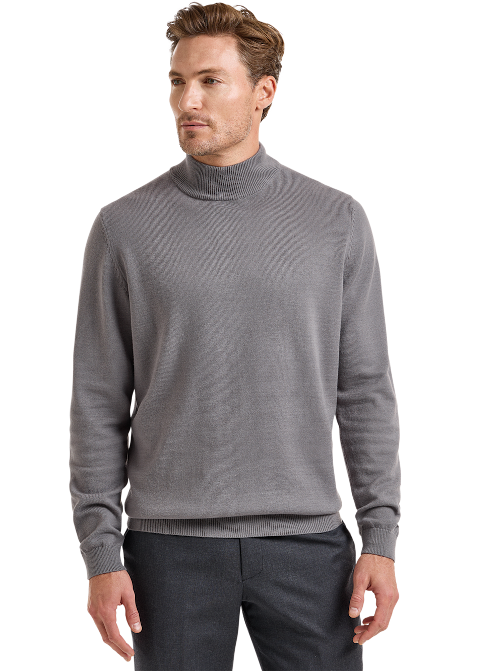 Alternate Shot of Men's Medium Grey Solid Knitwear  - 1