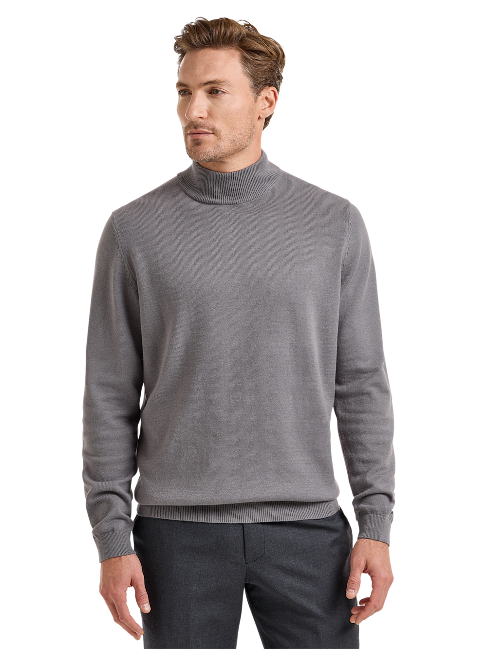 Alternate Shot of Men's Medium Grey Solid Knitwear 