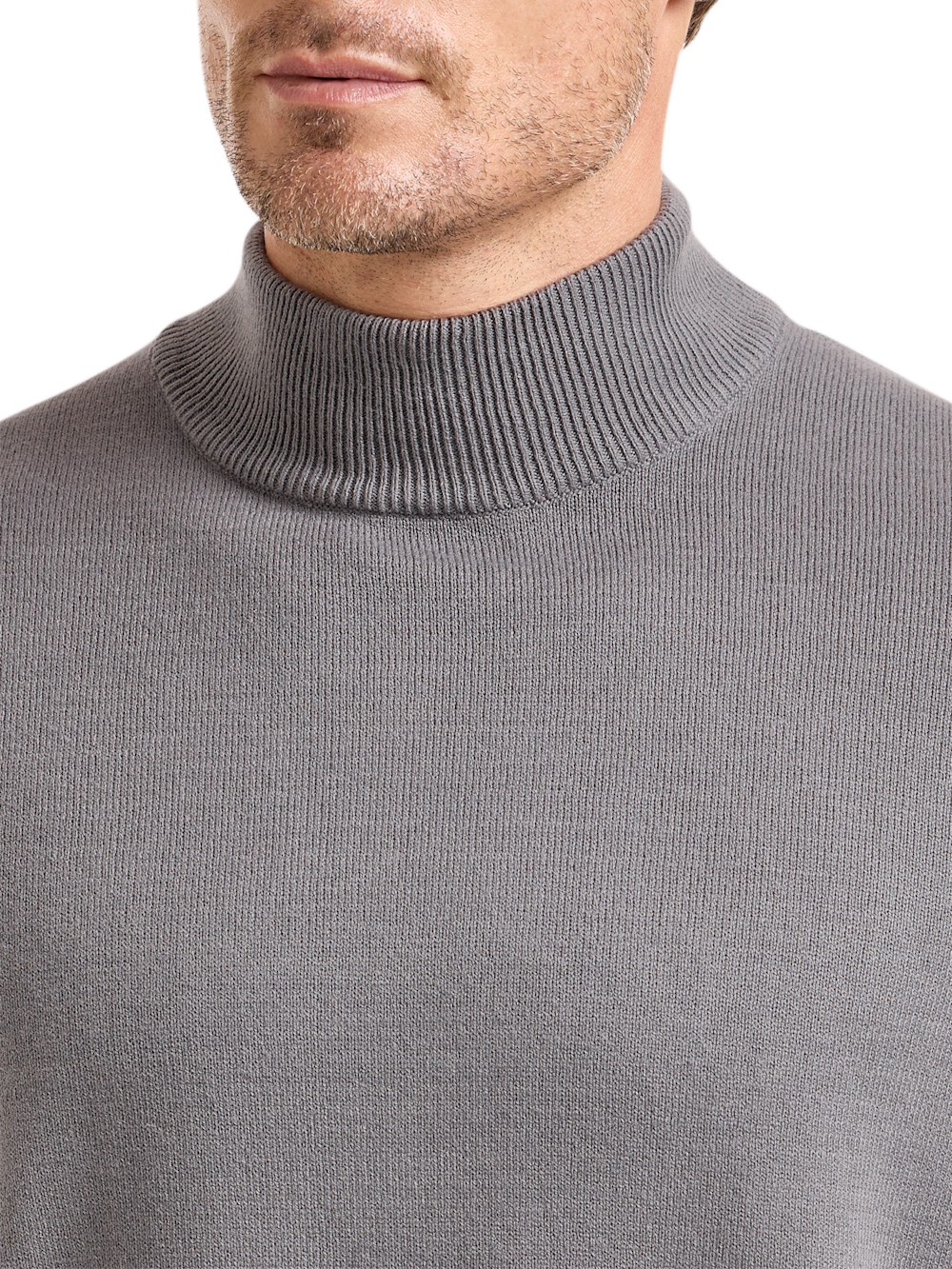 Alternate Shot of Men's Medium Grey Solid Knitwear  - 2