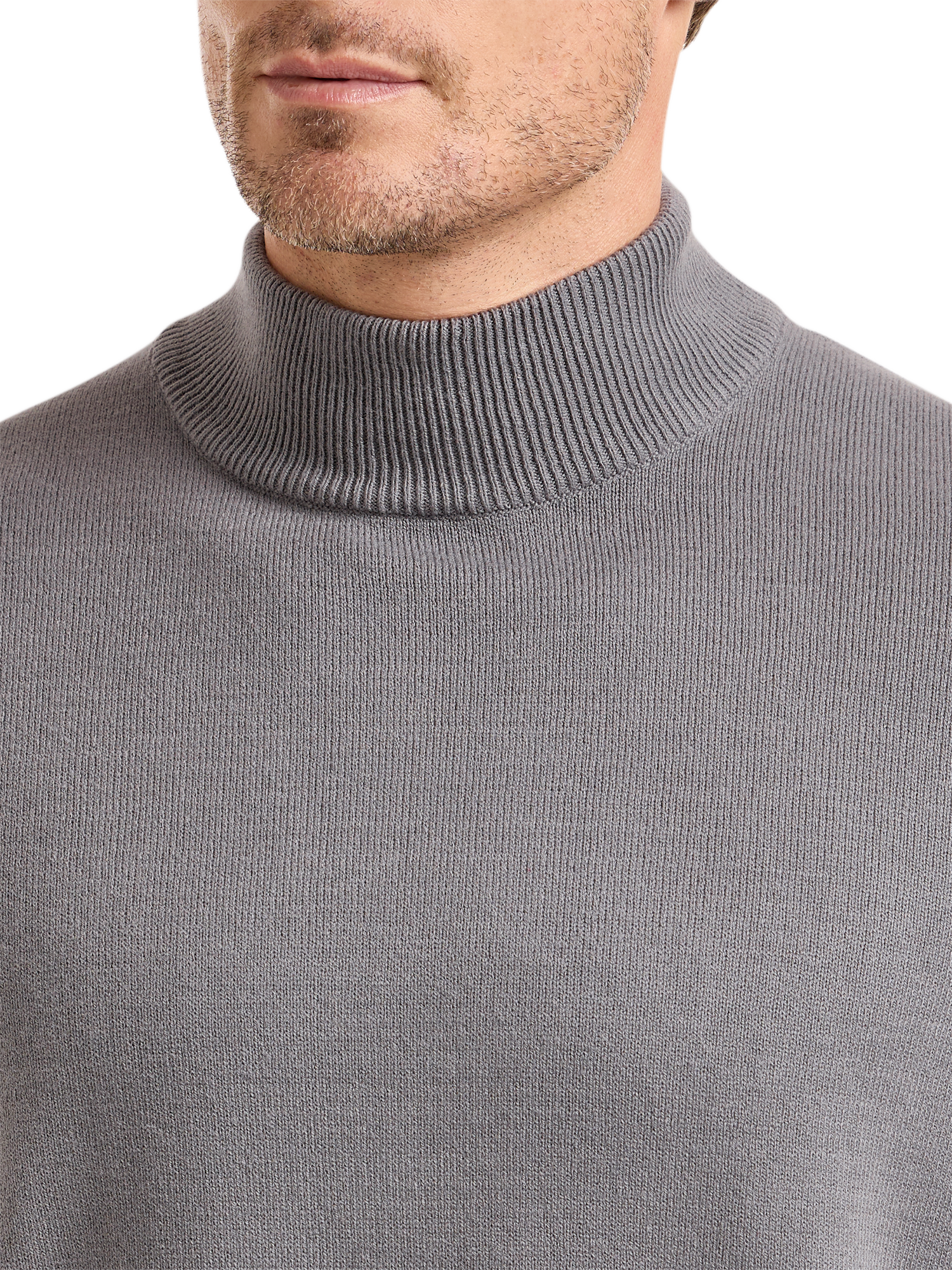 Cotton Blend Mockneck Sweater - Medium Grey