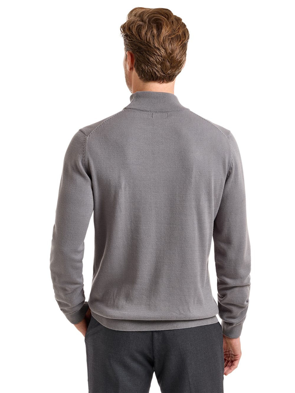 Alternate Shot of Men's Medium Grey Solid Knitwear  - 3