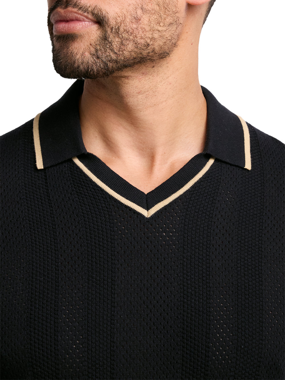 Alternate Image of Cotton Crochet V-neck Polo-2