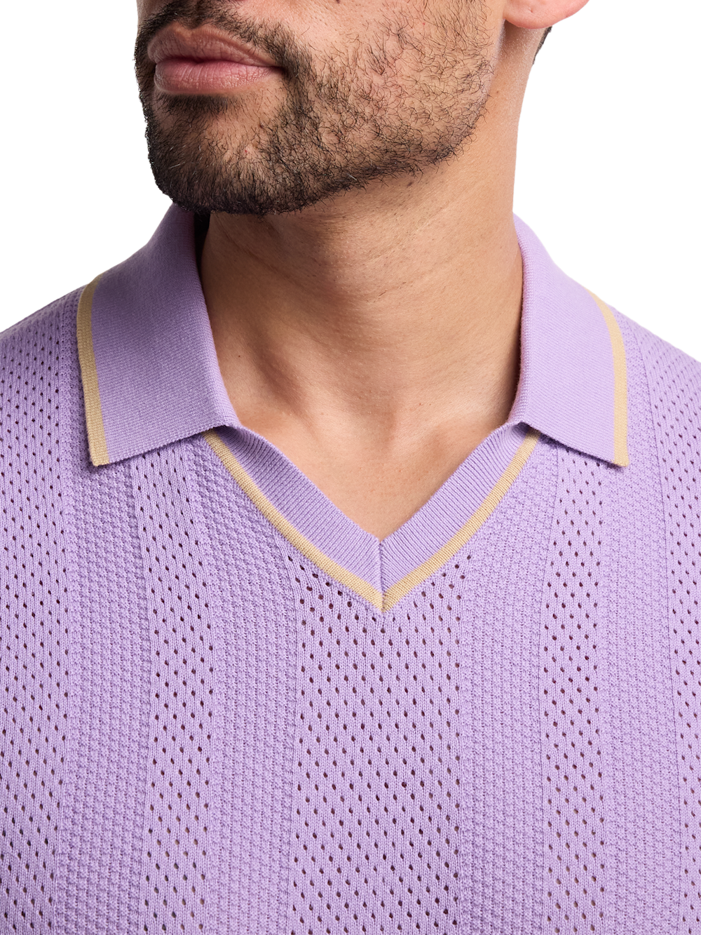Alternate Image of Cotton Crochet V-neck Polo-2