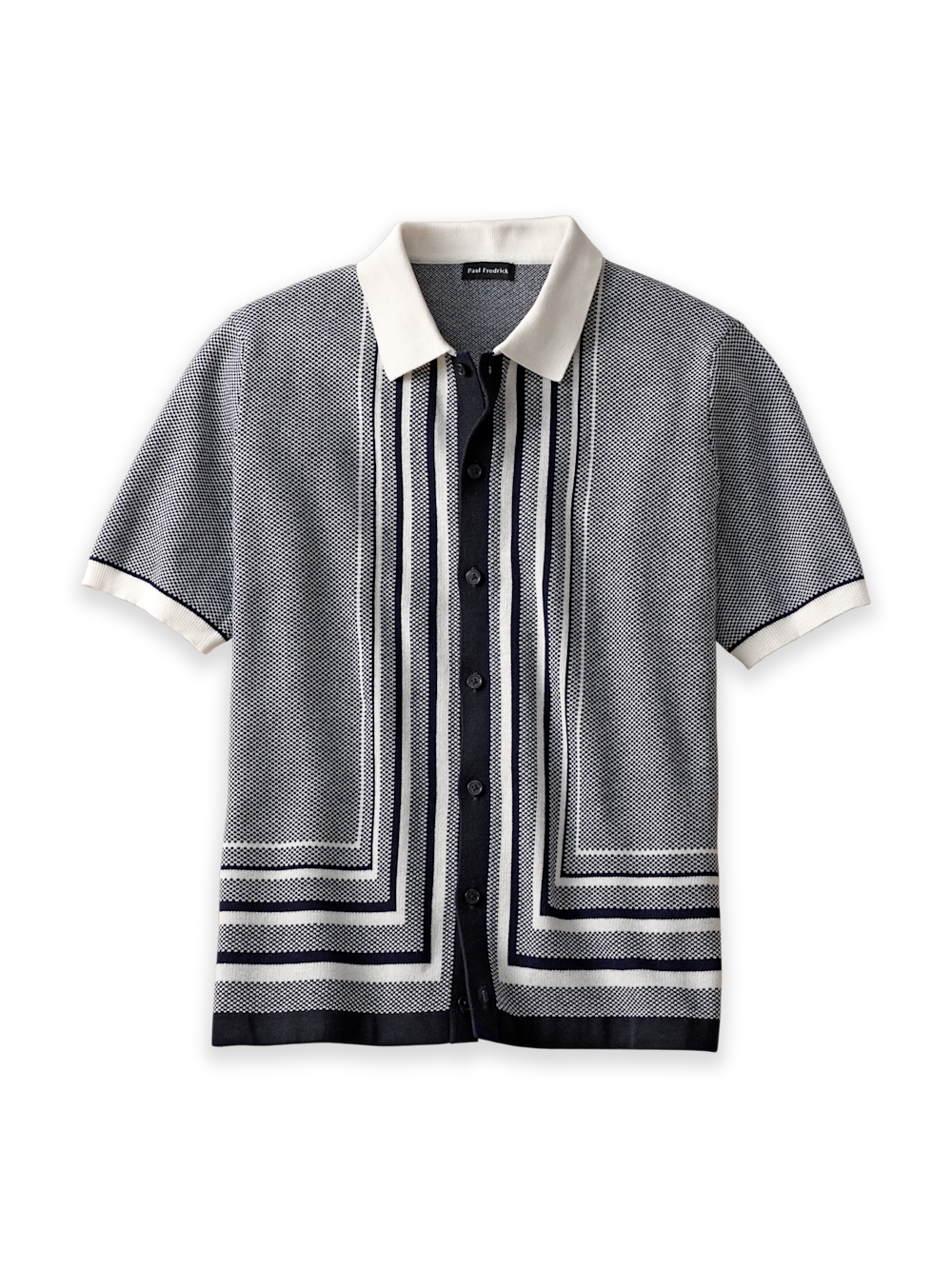 Product Image of Cotton Button Front Polo-Navy