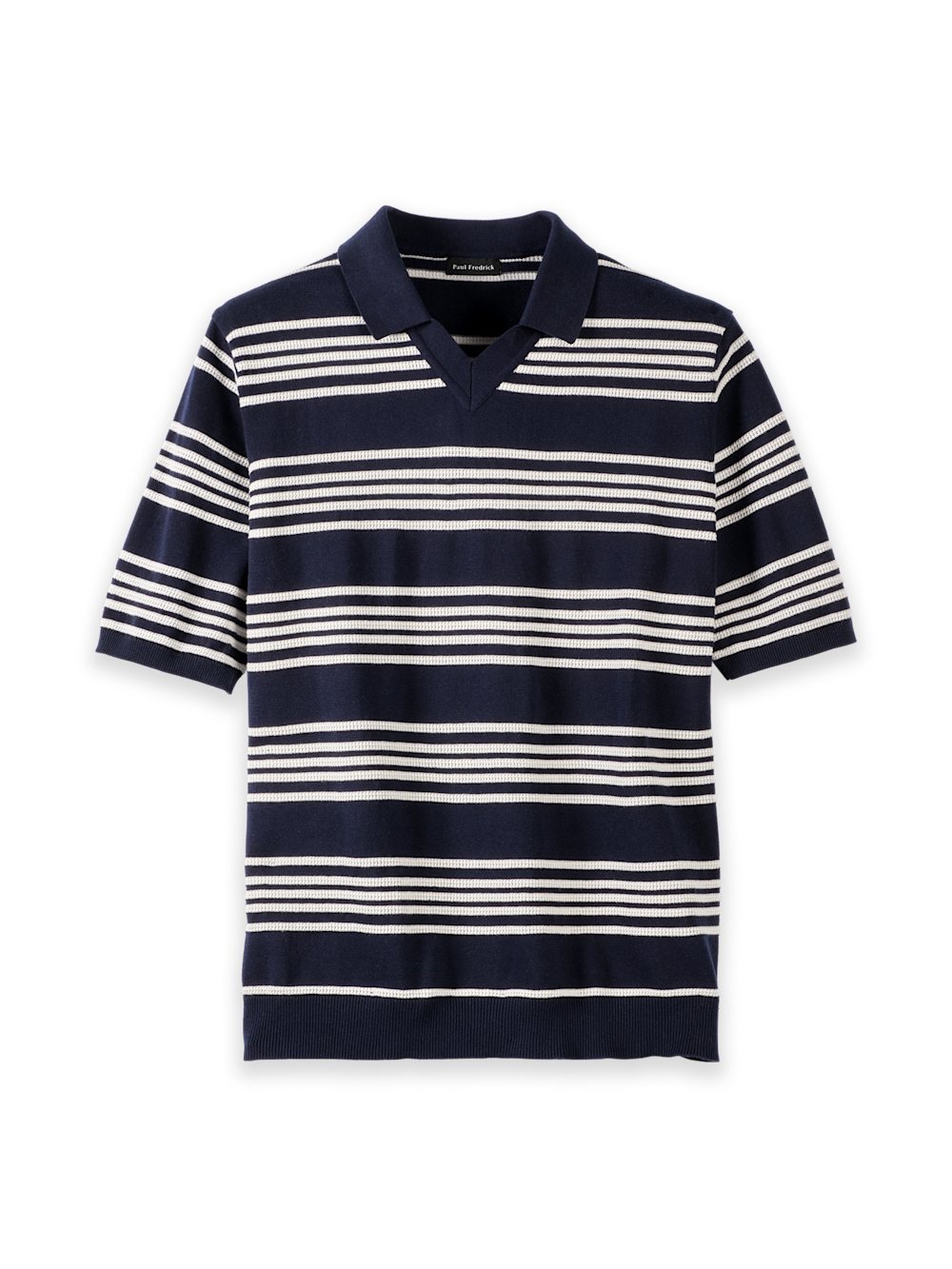 Product Image of Cotton V-neck Polo-Navy
