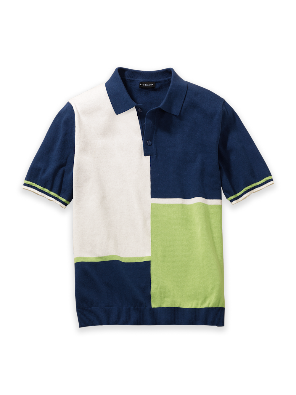 Product Image of Cotton Three Button Polo-Blue Multi