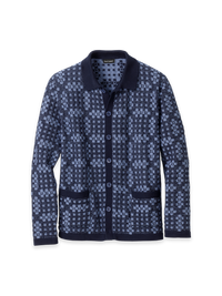 Cotton Button Front Polo - Navy