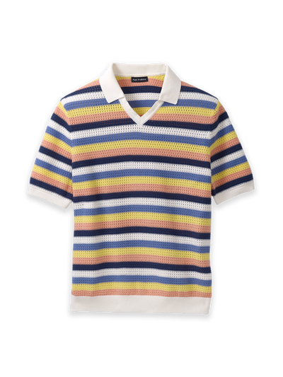 Product Image of Cotton Crochet V-neck Polo-Multi