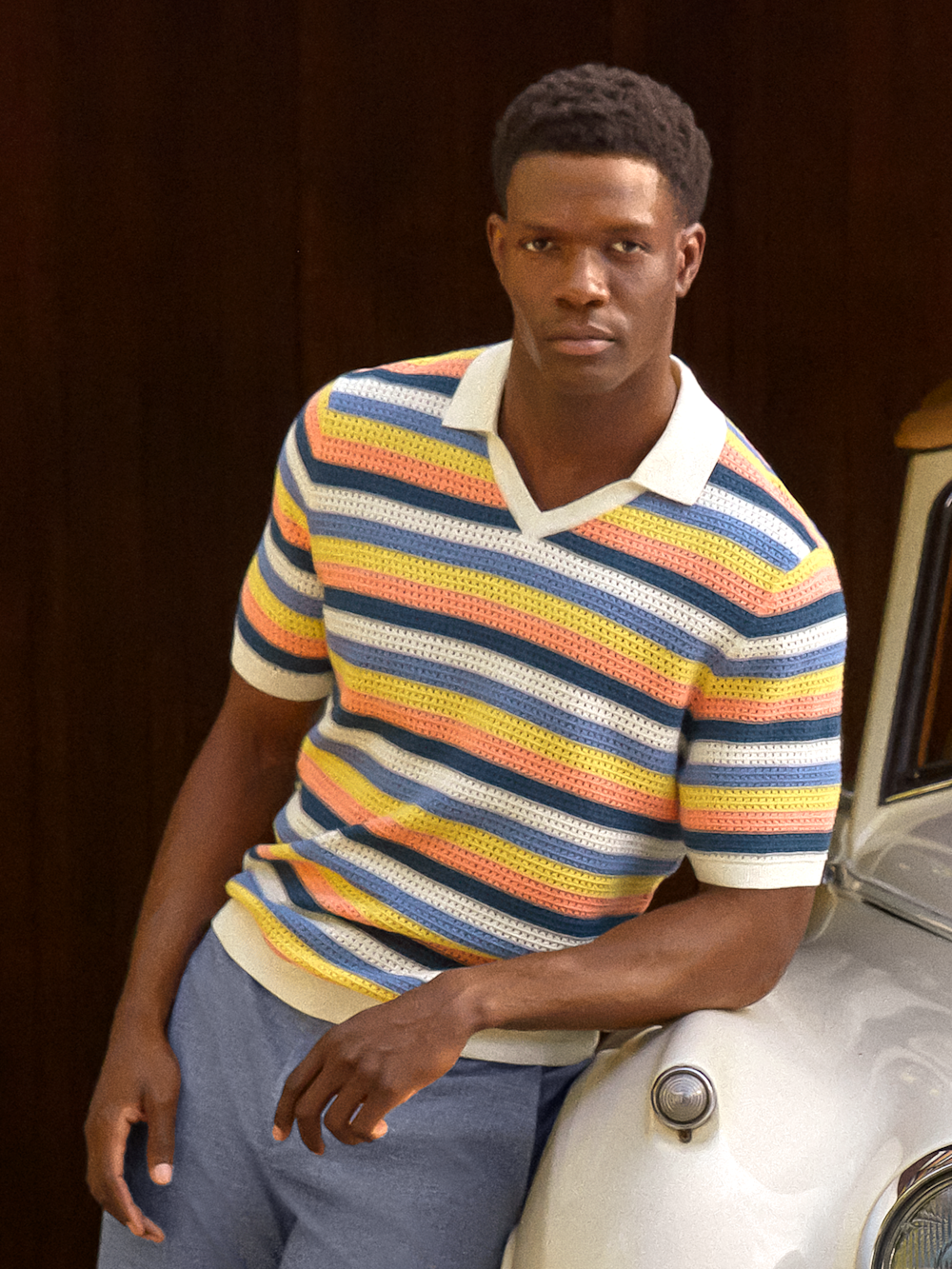 Alternate Image of Cotton Crochet V-neck Polo-6