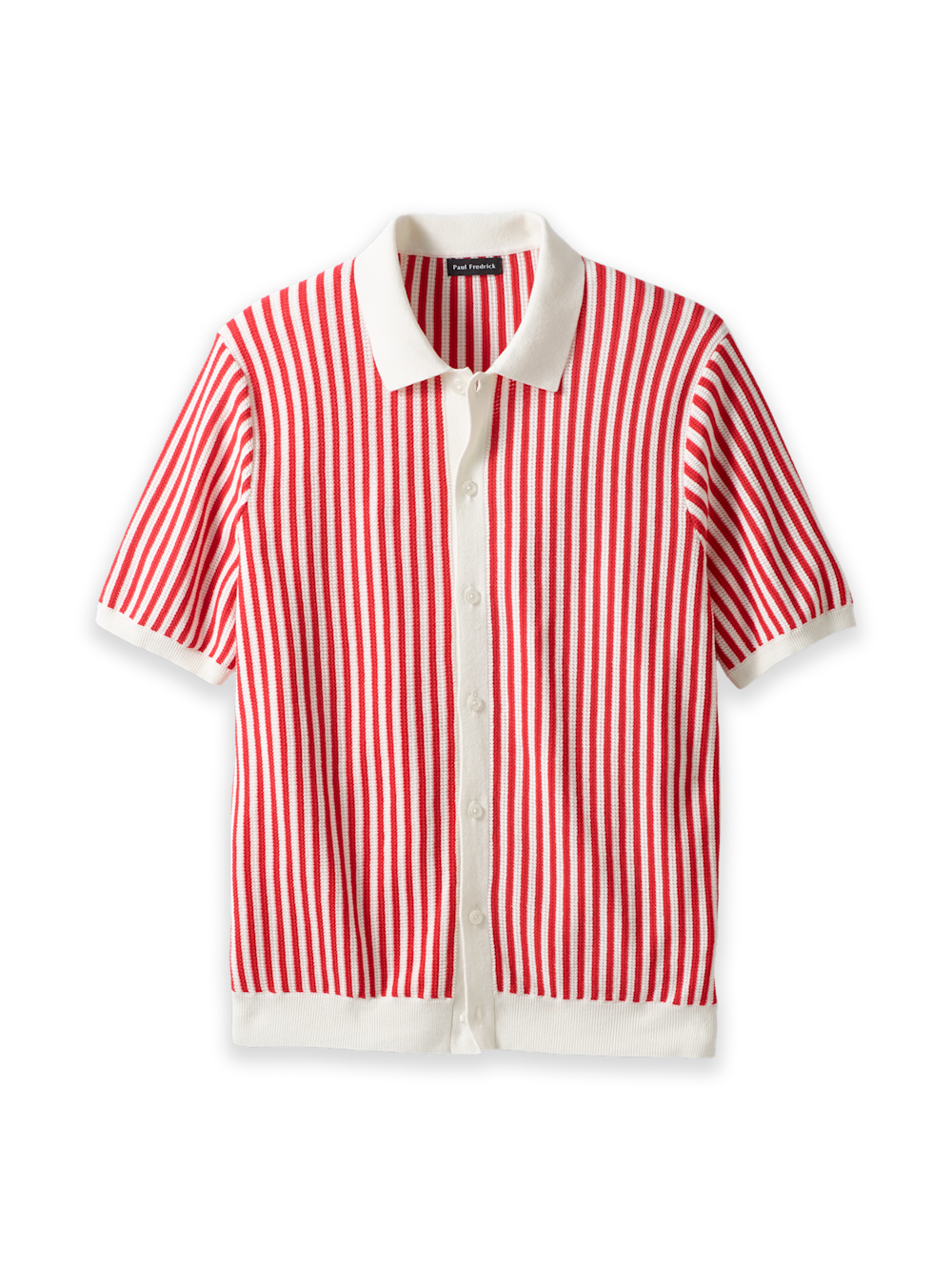 Product Image of Cotton Crochet Button Front Polo-Pink