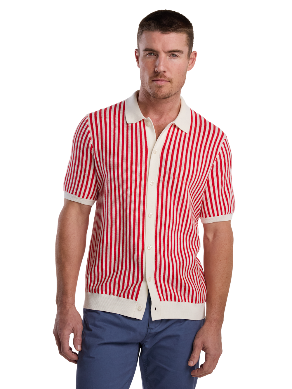 Alternate Image of Cotton Crochet Button Front Polo-1