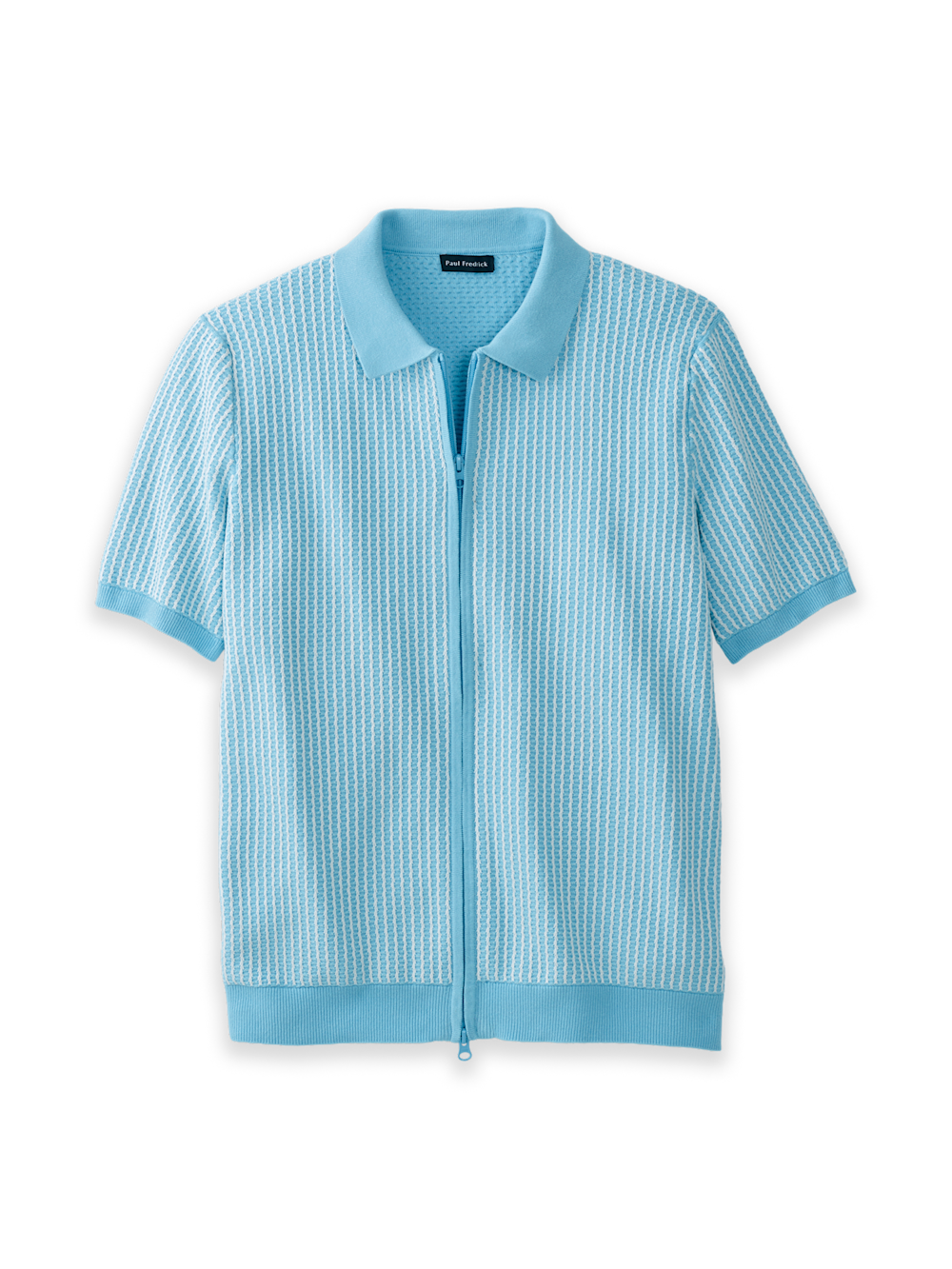 Product Image of Cotton Full Zip Polo-Light Blue