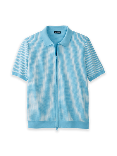 Product Image of Cotton Full Zip Polo-Light Blue