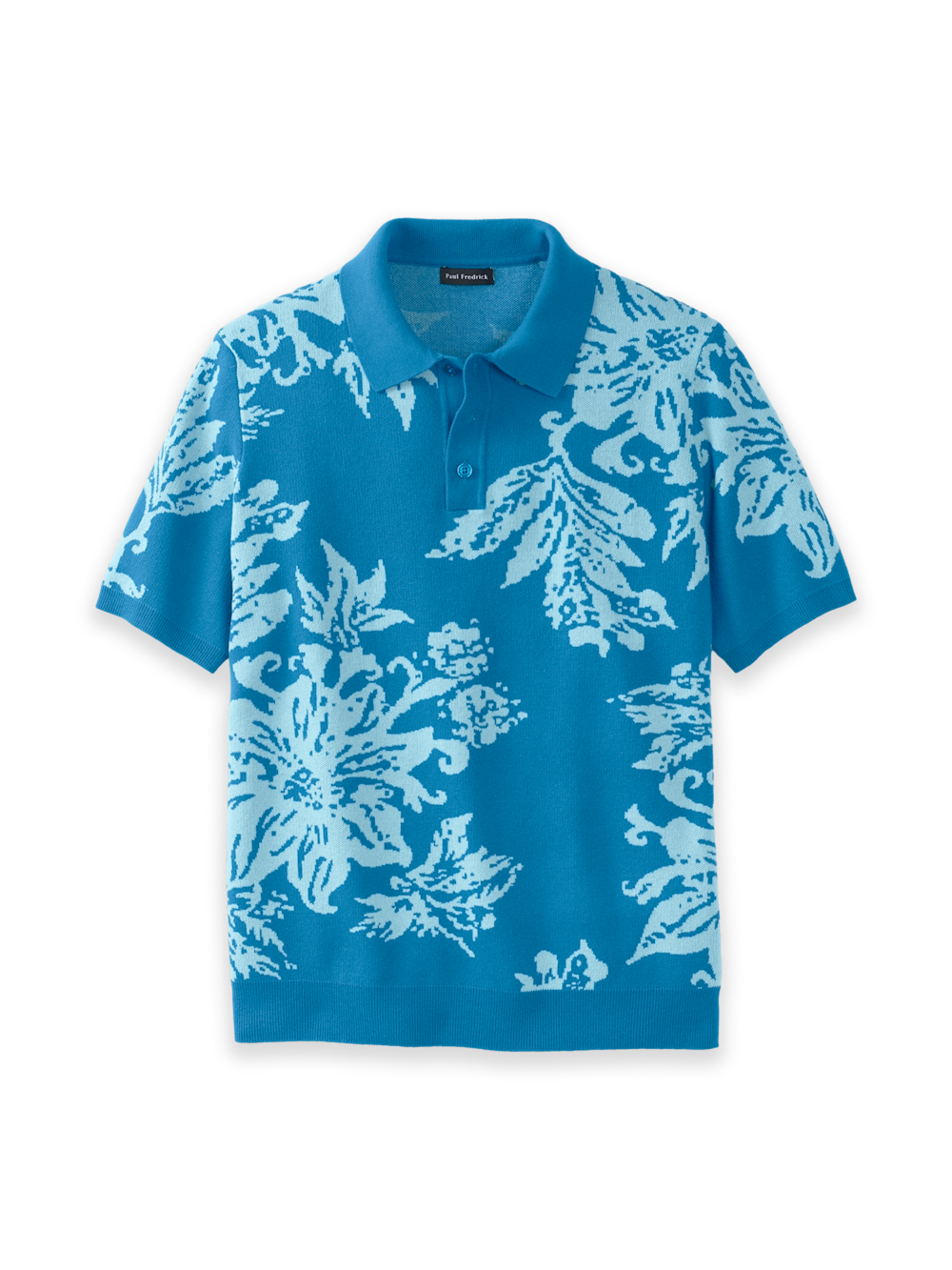 Product Image of Cotton Three Button Polo-Blue