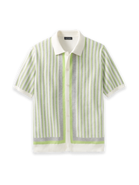 Cotton Button Front Polo - Green