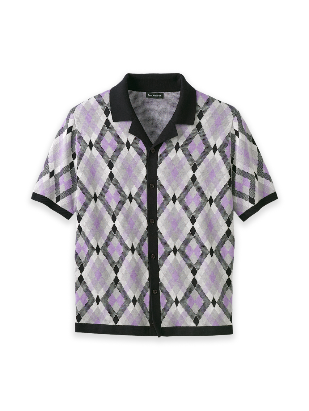 Product Image of Cotton Button Front Camp Sweater-Purple Multi