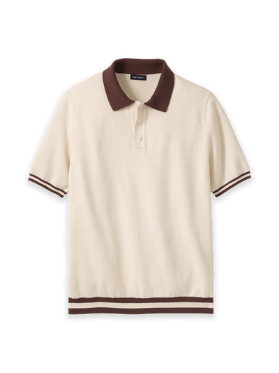 Product Image of Cotton Three Button Polo-Tan