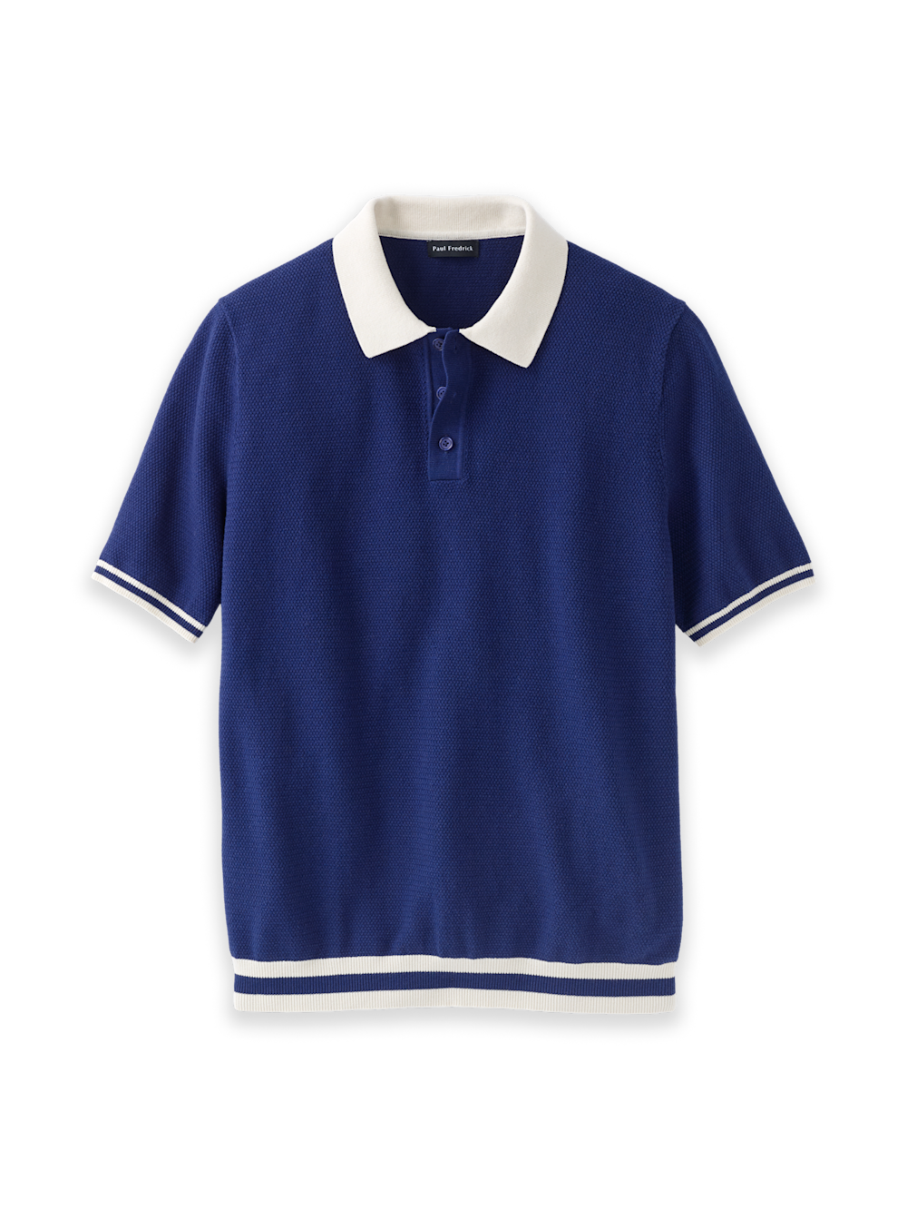 Product Image of Cotton Three Button Polo-Navy