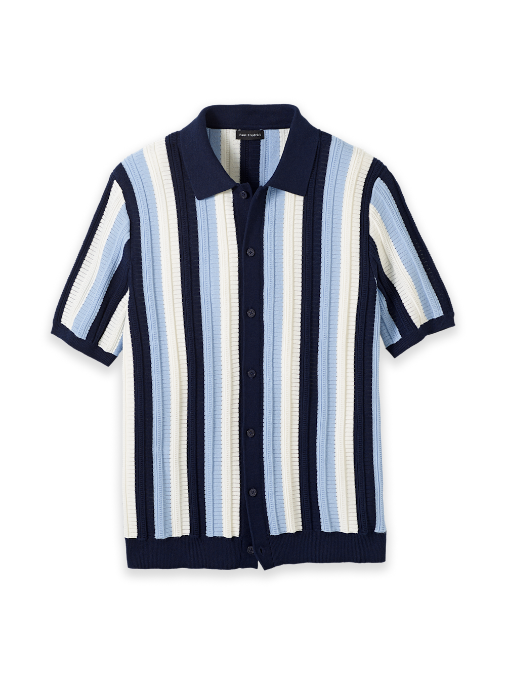 Product Image of Cotton Button Front Polo-Blue Multi