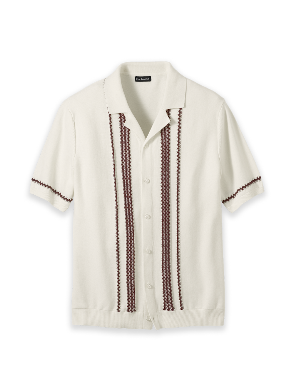Product Image of Cotton Button Front Camp Sweater-White Multi