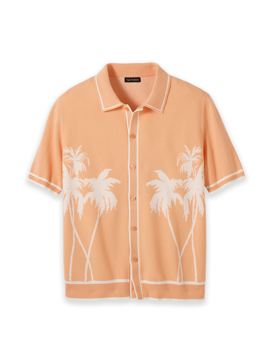 Cotton Button Front Polo - Peach – Paul Fredrick
