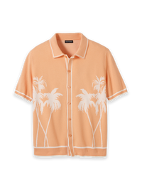 Cotton Button Front Polo - Peach