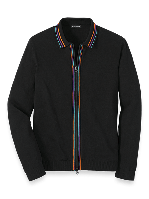 るい0o Cotton Full Zip Polo - Teal – Paul Fredrick