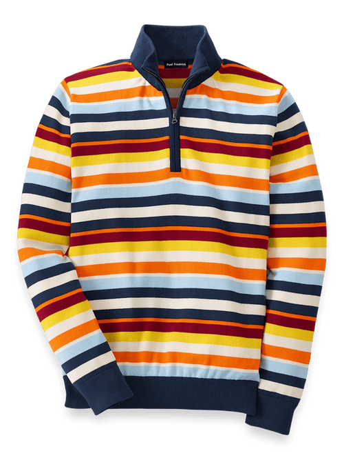Cotton Quarter Zip Mock Neck Sweater - Multi – Paul Fredrick