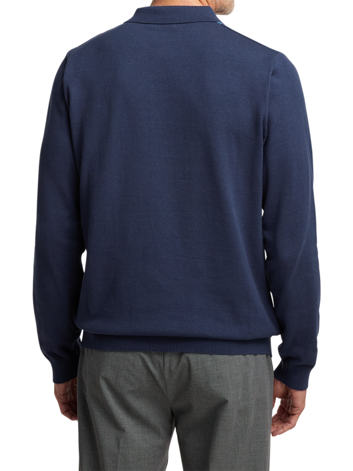 Cotton Quarter Zip Polo - Blue