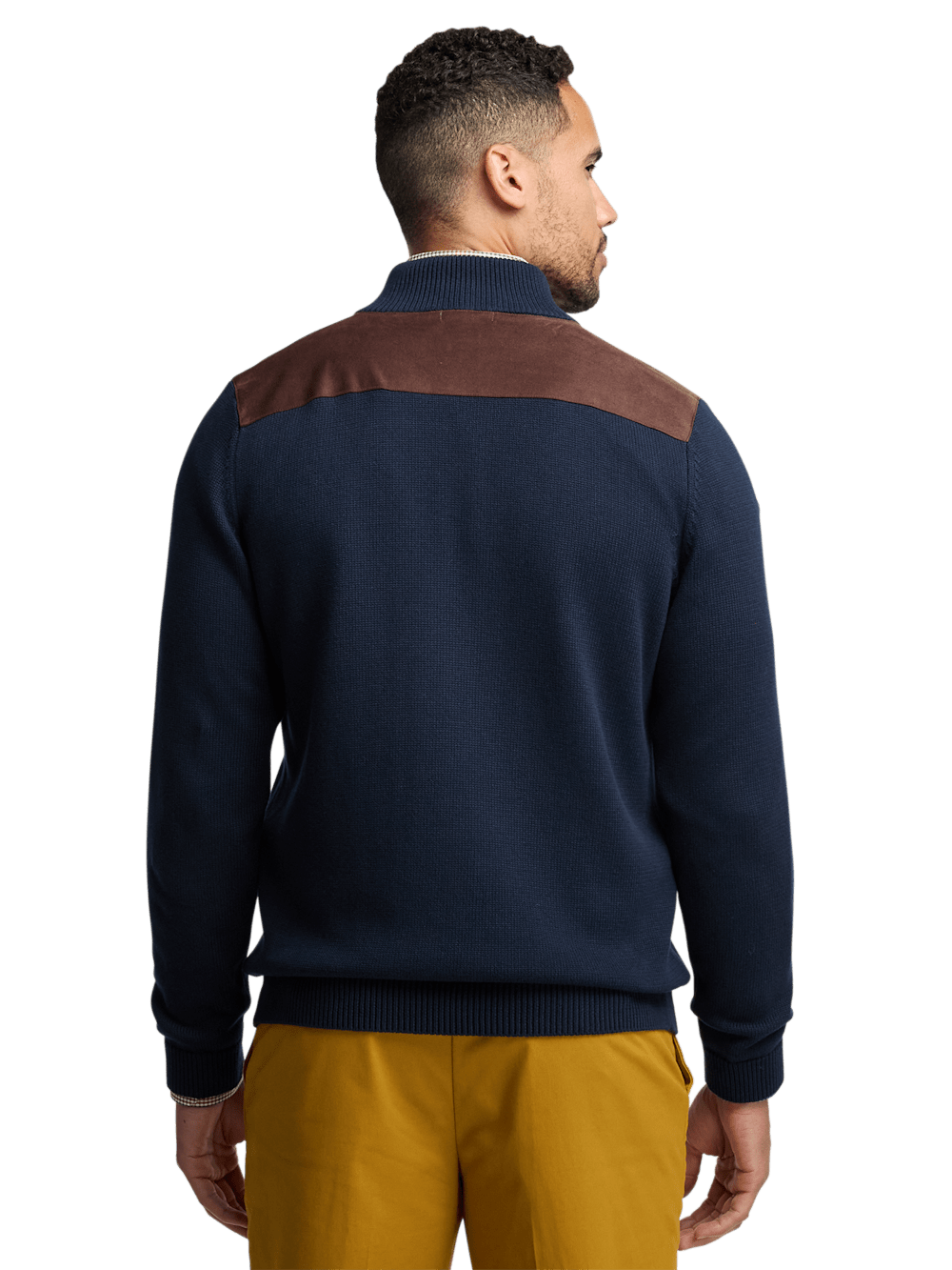 Cotton Full Zip Mock Neck Sweater - Navy – Paul Fredrick Cotton Full Zip Mock Neck Sweater - Navy – Paul Fredrick