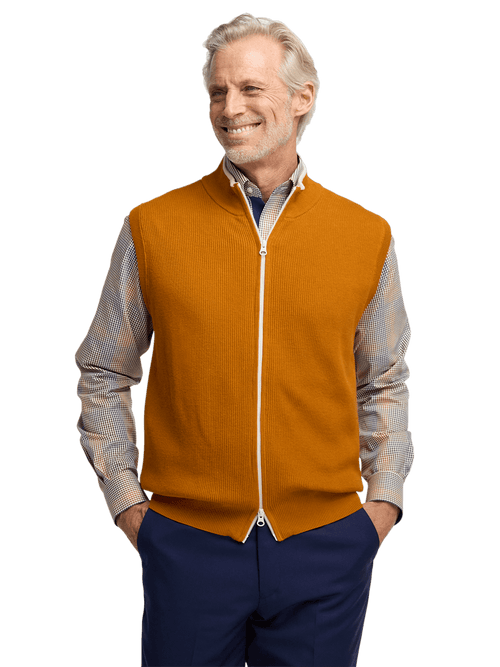 Cotton Full Zip Mock Neck Vest - Rust – Paul Fredrick Cotton Full Zip Mock Neck Vest - Rust – Paul Fredrick