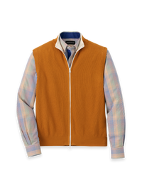 Cotton Full Zip Mock Neck Vest - Rust