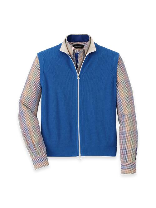 Cotton Full Zip Mock Neck Vest - Purple – Paul Fredrick