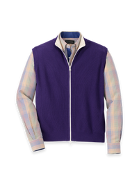 Cotton Full Zip Mock Neck Vest - Purple