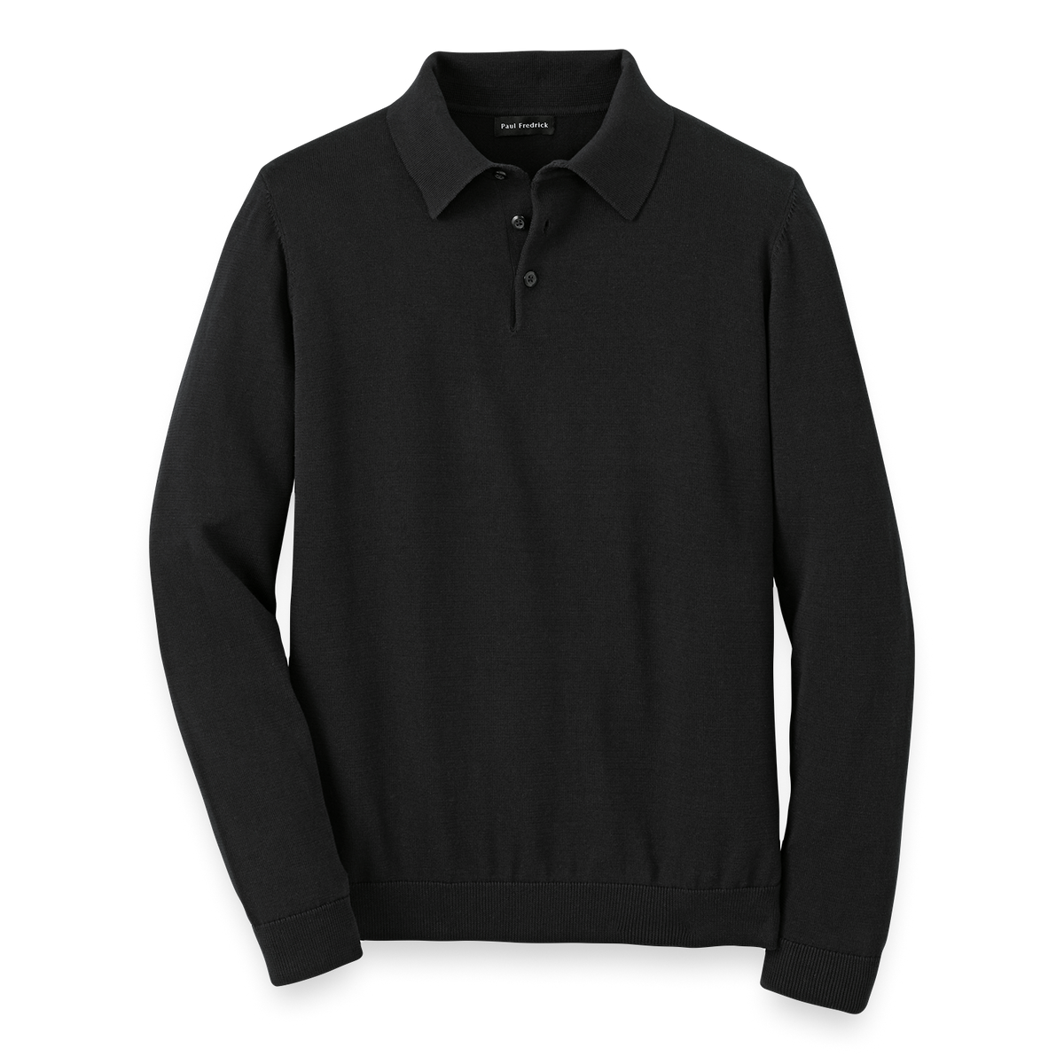 Supima Cotton Three Button Polo - Black – Paul Fredrick