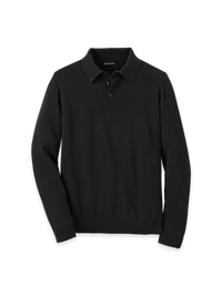 Supima Cotton Three Button Polo - Black
