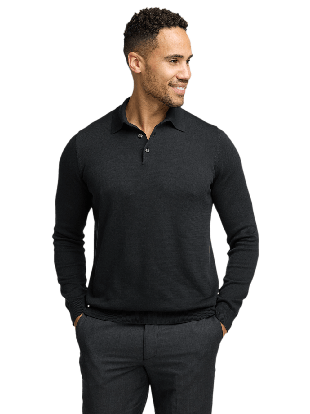 Supima Cotton Three Button Polo - Black – Paul Fredrick Supima Cotton Three Button Polo - Black – Paul Fredrick