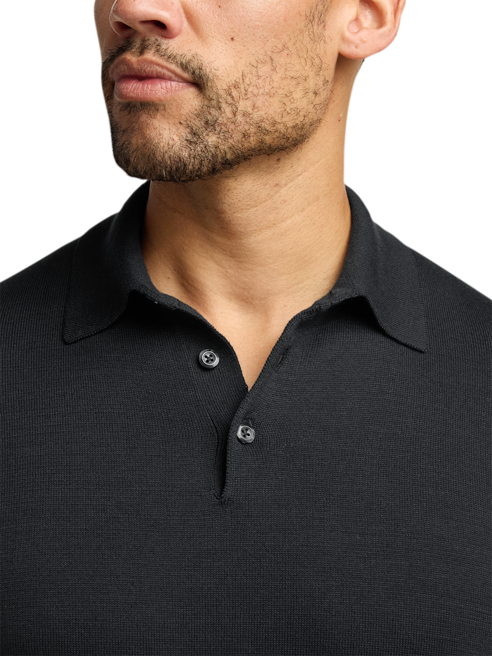 Alternate Shot of Men's Black Solid Knitwear  - 2#Alternate Image of Supima Cotton Three Button Polo-2