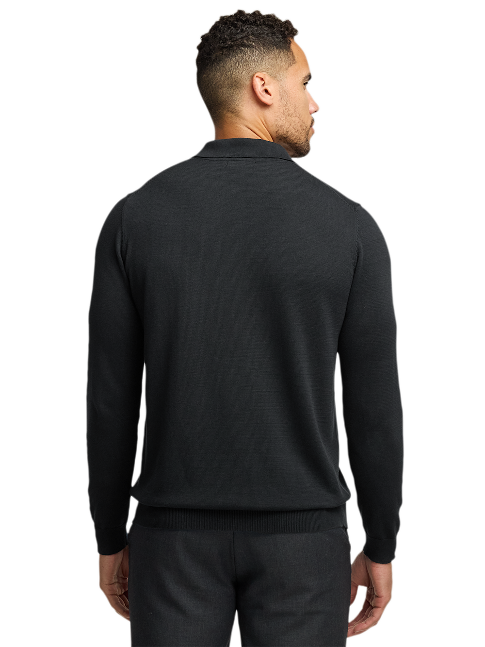Alternate Shot of Men's Black Solid Knitwear  - 3