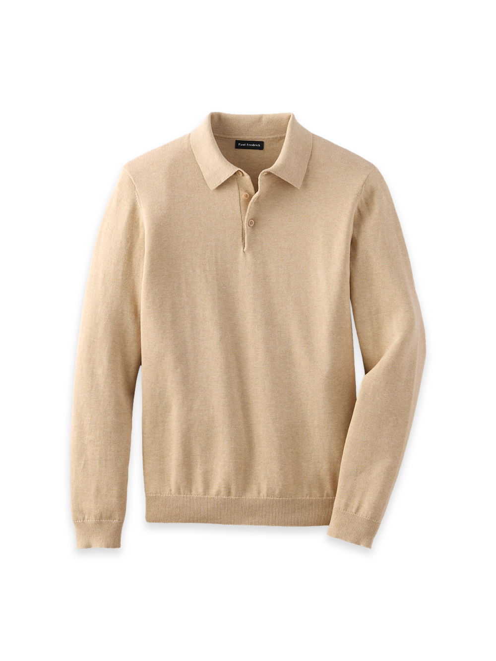 Men's Oatmeal Solid Knitwear #Product Image of Supima Cotton Three Button Polo-Oatmeal