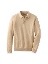 Supima Cotton Three Button Polo - Oatmeal