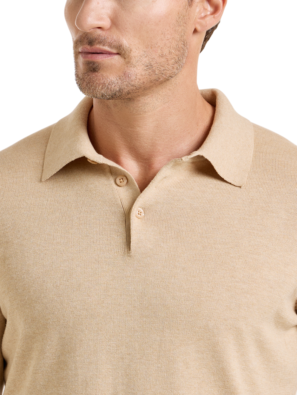 Alternate Shot of Men's Oatmeal Solid Knitwear  - 2#Alternate Image of Supima Cotton Three Button Polo-2