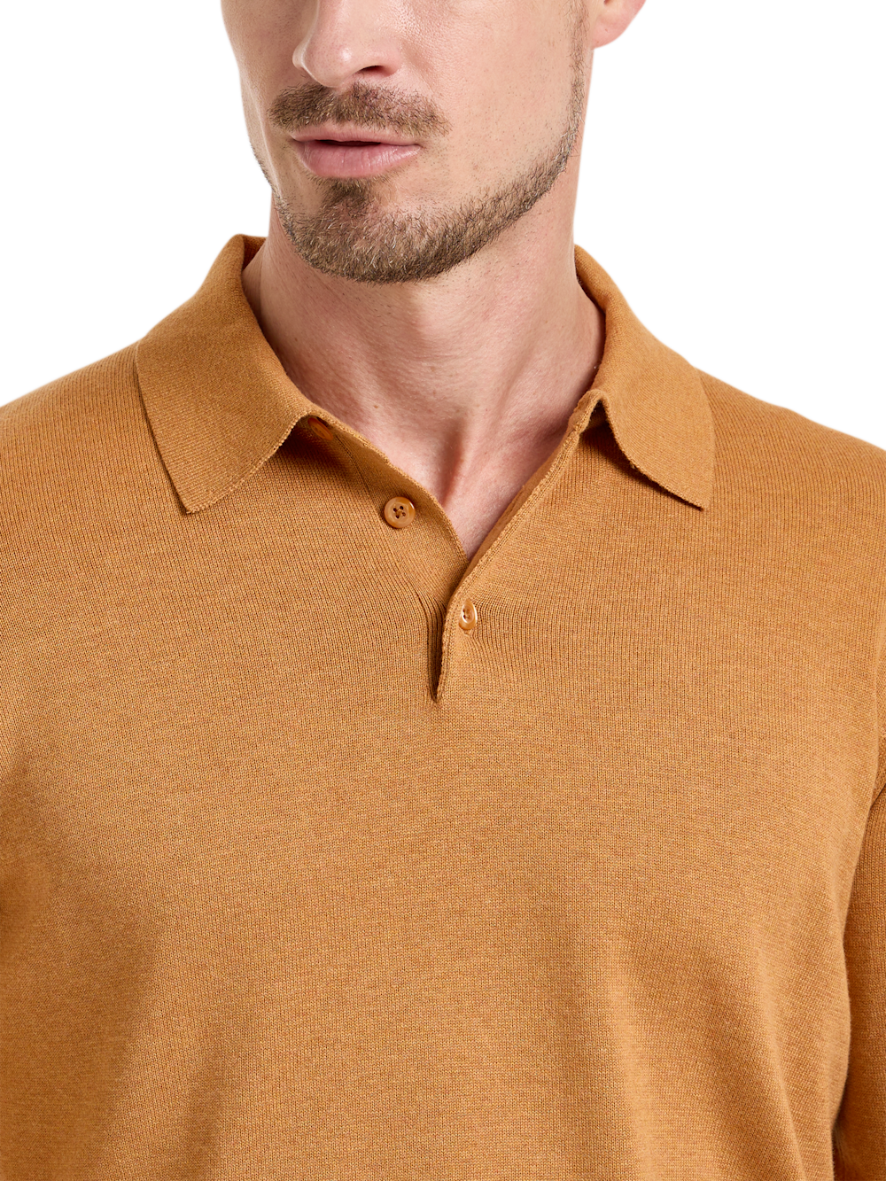 Alternate Shot of Men's Cognac Solid Knitwear  - 2#Alternate Image of Supima Cotton Three Button Polo-2