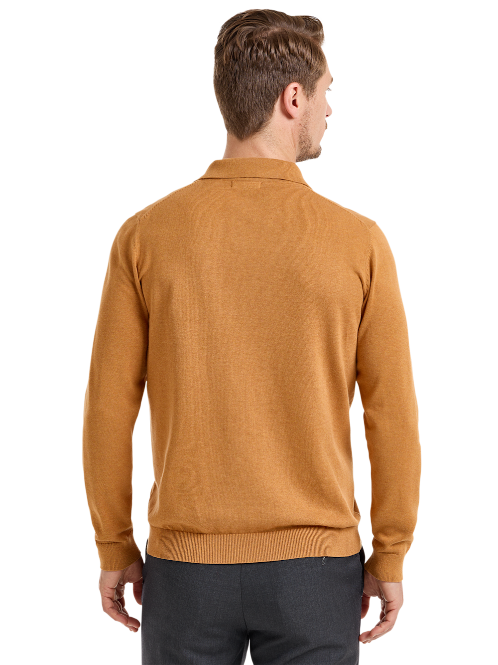 Alternate Shot of Men's Cognac Solid Knitwear  - 3#Alternate Image of Supima Cotton Three Button Polo-3
