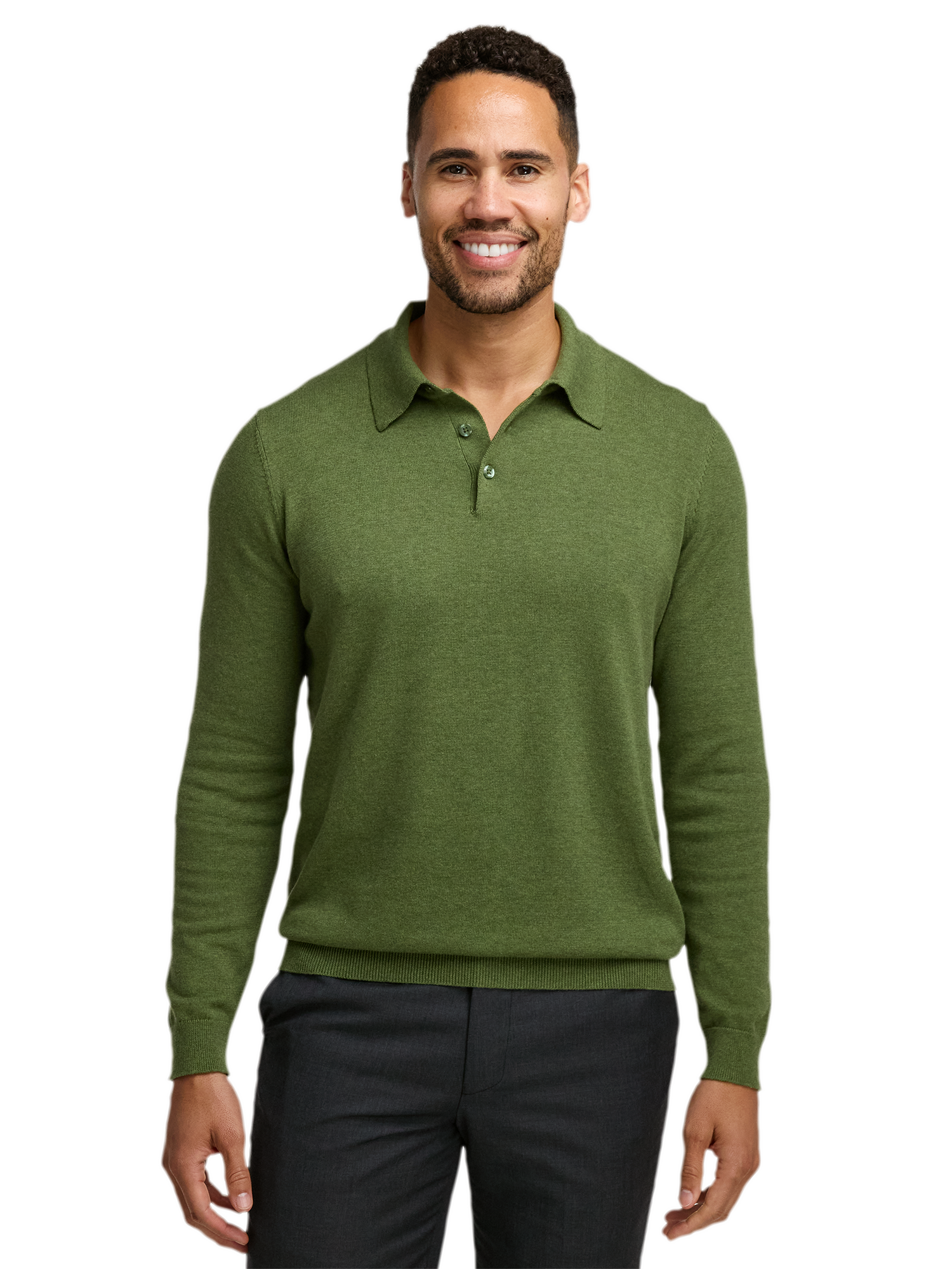 Supima Cotton Three Button Polo - Olive