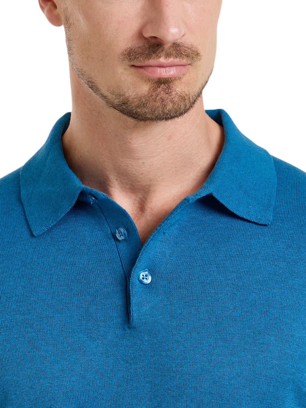 Alternate Shot of Men's Teal Solid Knitwear  - 2#Alternate Image of Supima Cotton Three Button Polo-2