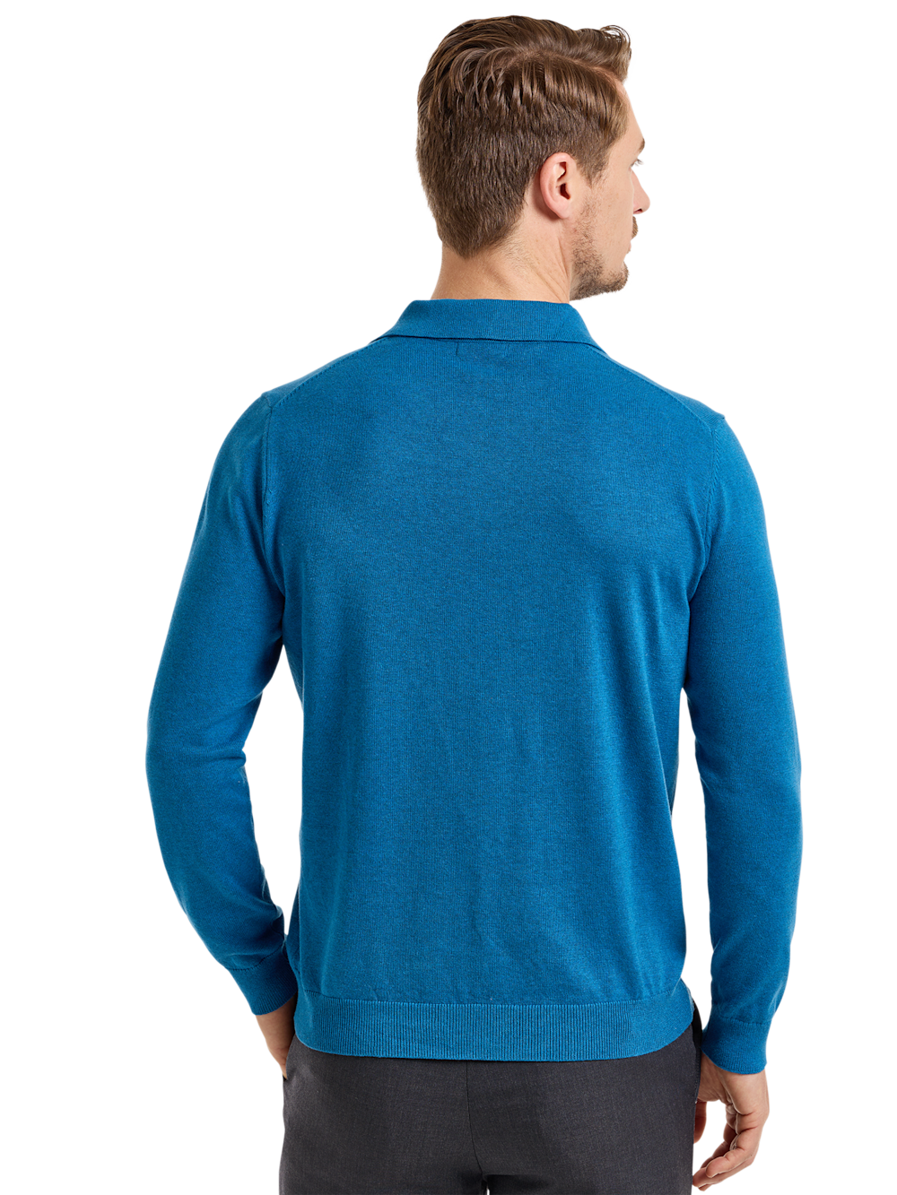 Alternate Shot of Men's Teal Solid Knitwear  - 3#Alternate Image of Supima Cotton Three Button Polo-3